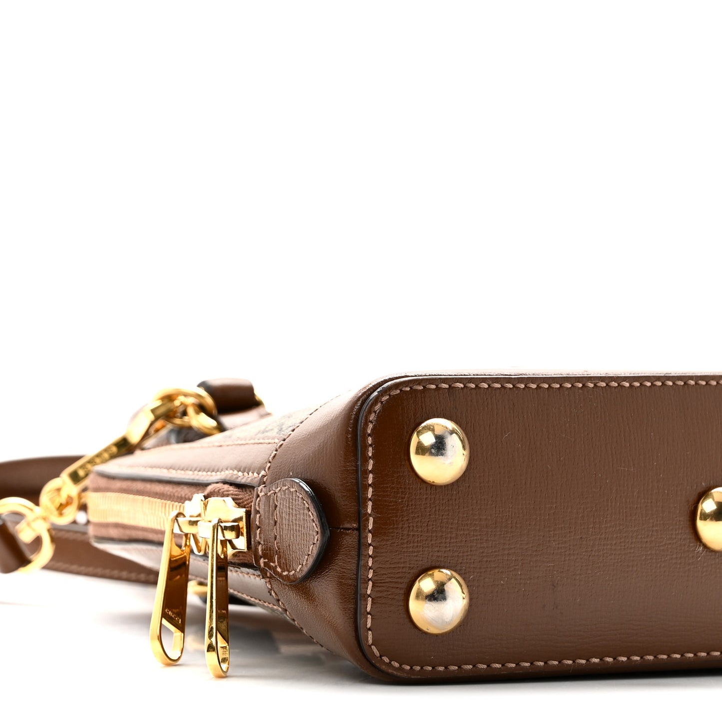 GG Supreme Monogram Azalea Calfskin Mini Horsebit 1955 Top Handle Bag Beige Ebony Brown Sugar