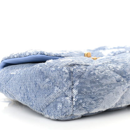 Chanel Sequin Quilted Medium Chanel 19 Flap Light Blue 9 of 11