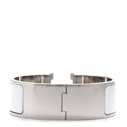 Hermes Enamel Wide Clic Clac H Bracelet PM White 3 of 4