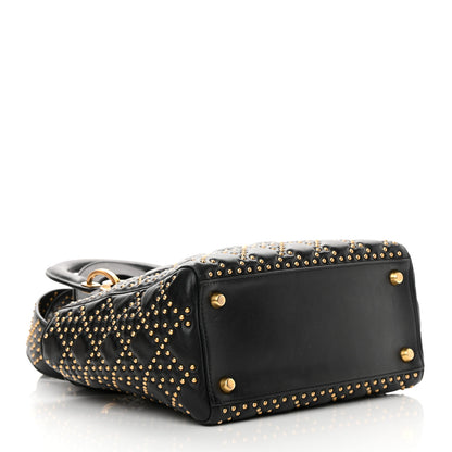 Christian Dior Calfskin Cannage Studded Medium Supple Lady Dior Black 4 of 16