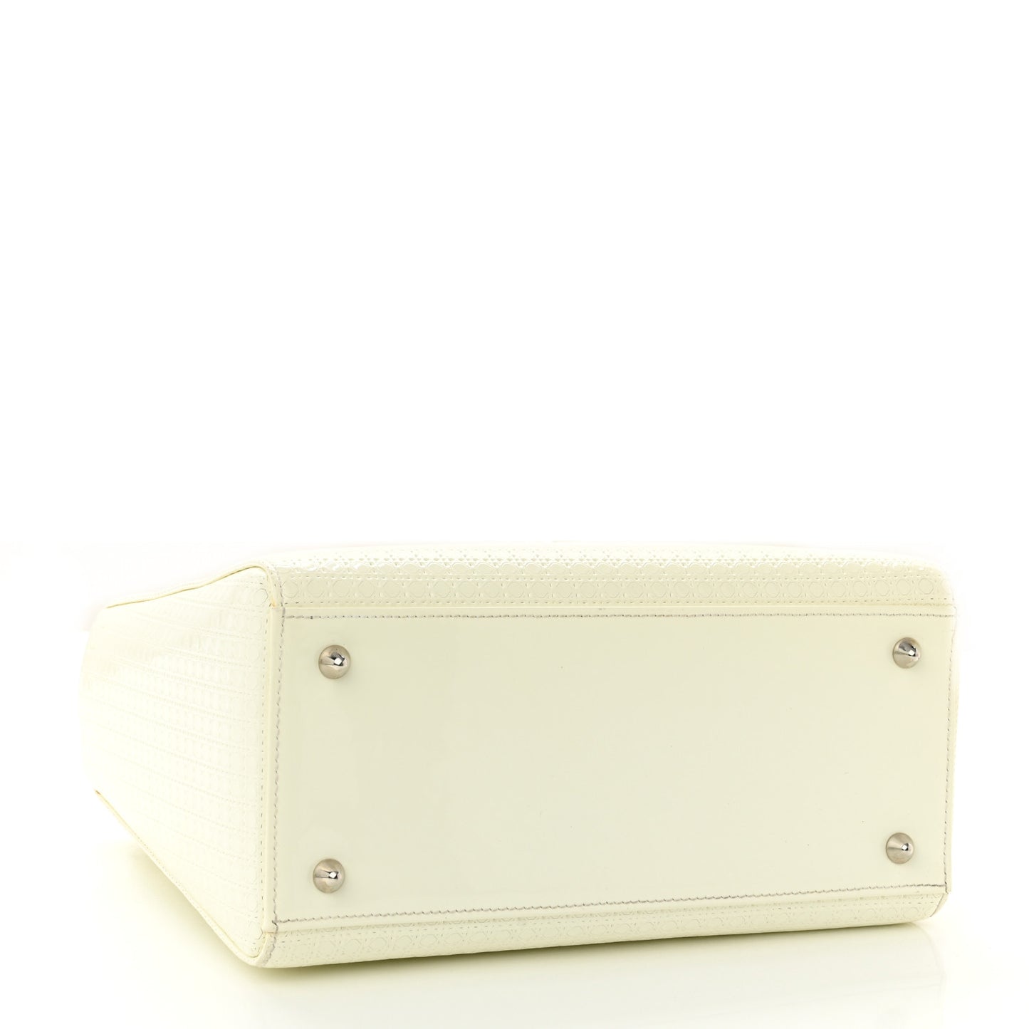 Patent Micro-Cannage Medium Lady Dior White