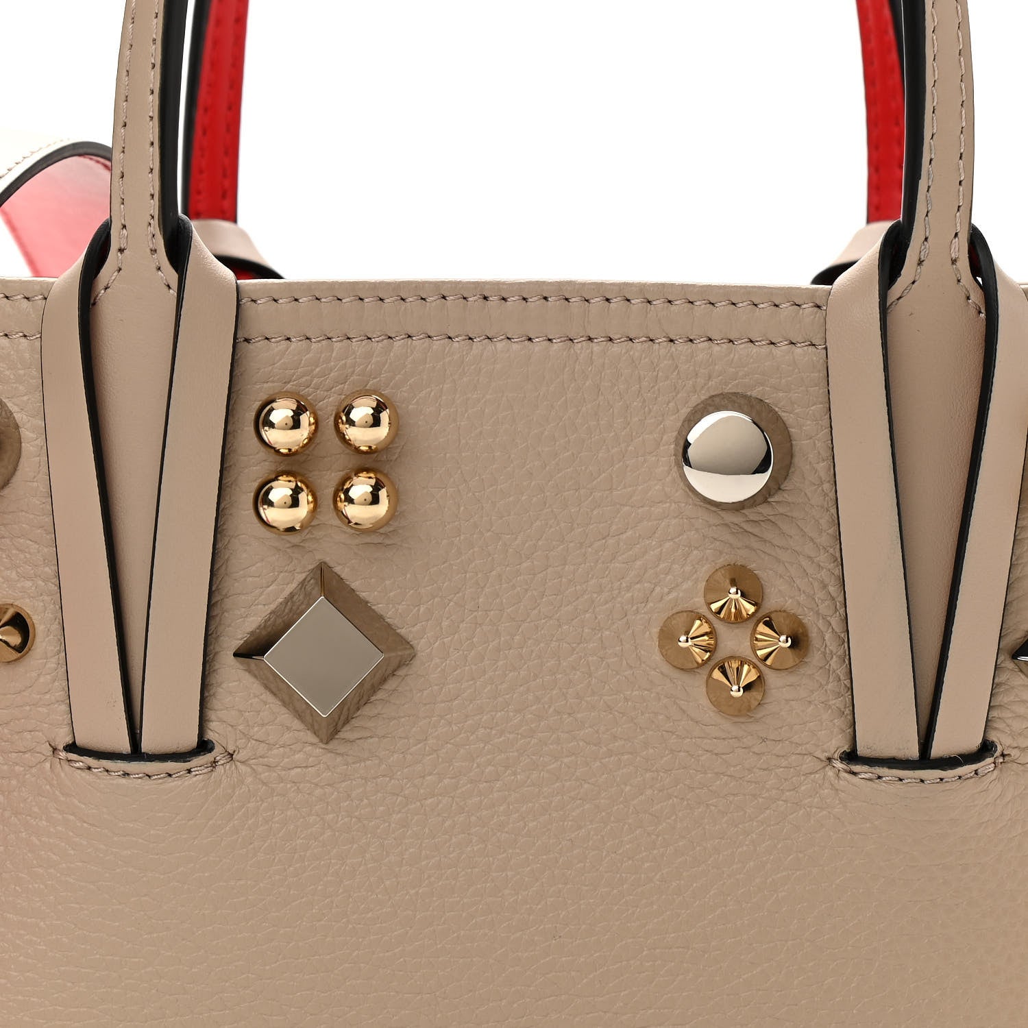 Christian Louboutin Calfskin Empire Spike Studded Mini East West Cabata Tote Feve 7 of 10