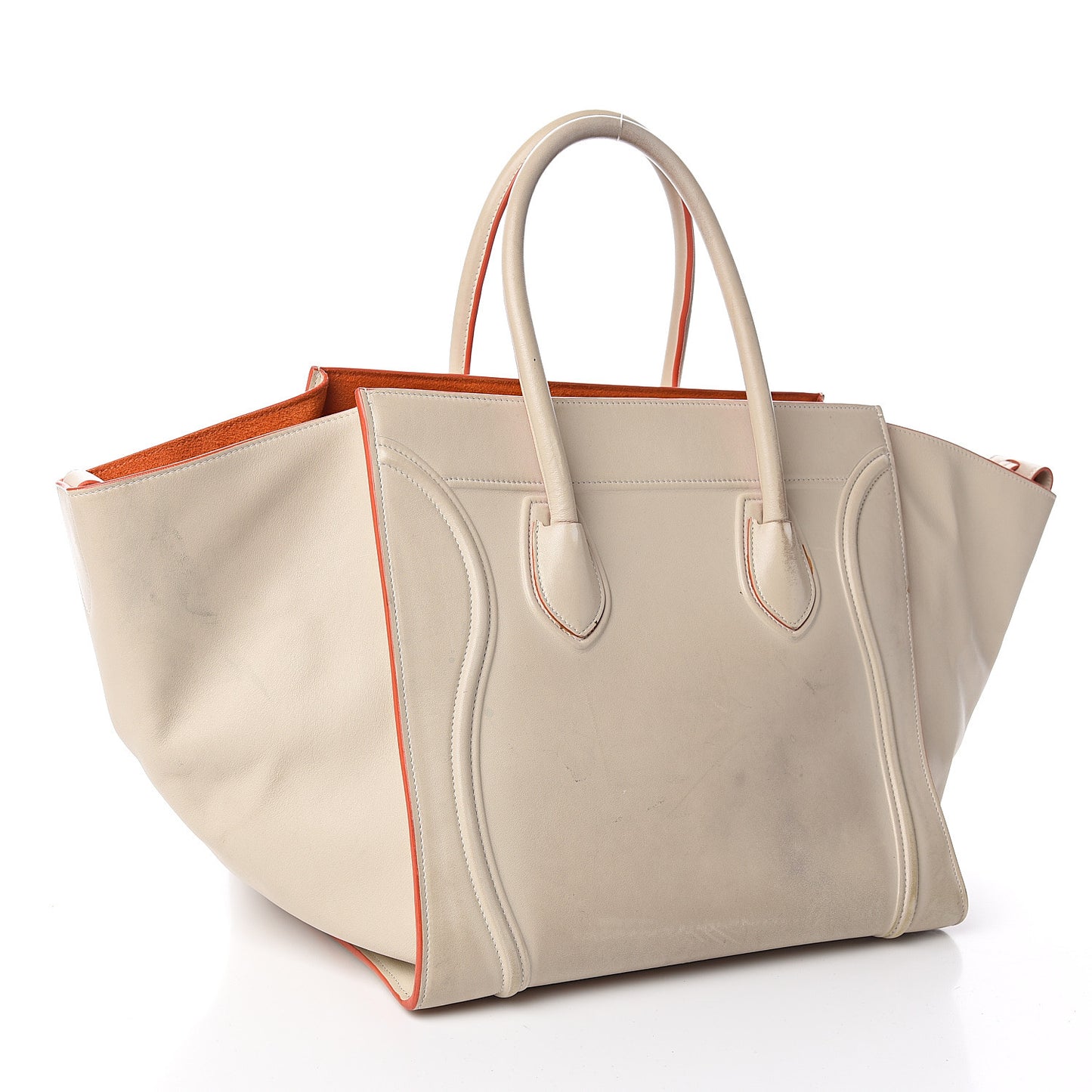 Smooth Calfskin Medium Phantom Luggage Chalk Orange Trim