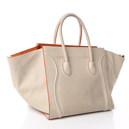 Celine Smooth Calfskin Medium Phantom Luggage Chalk Orange Trim 2 of 16