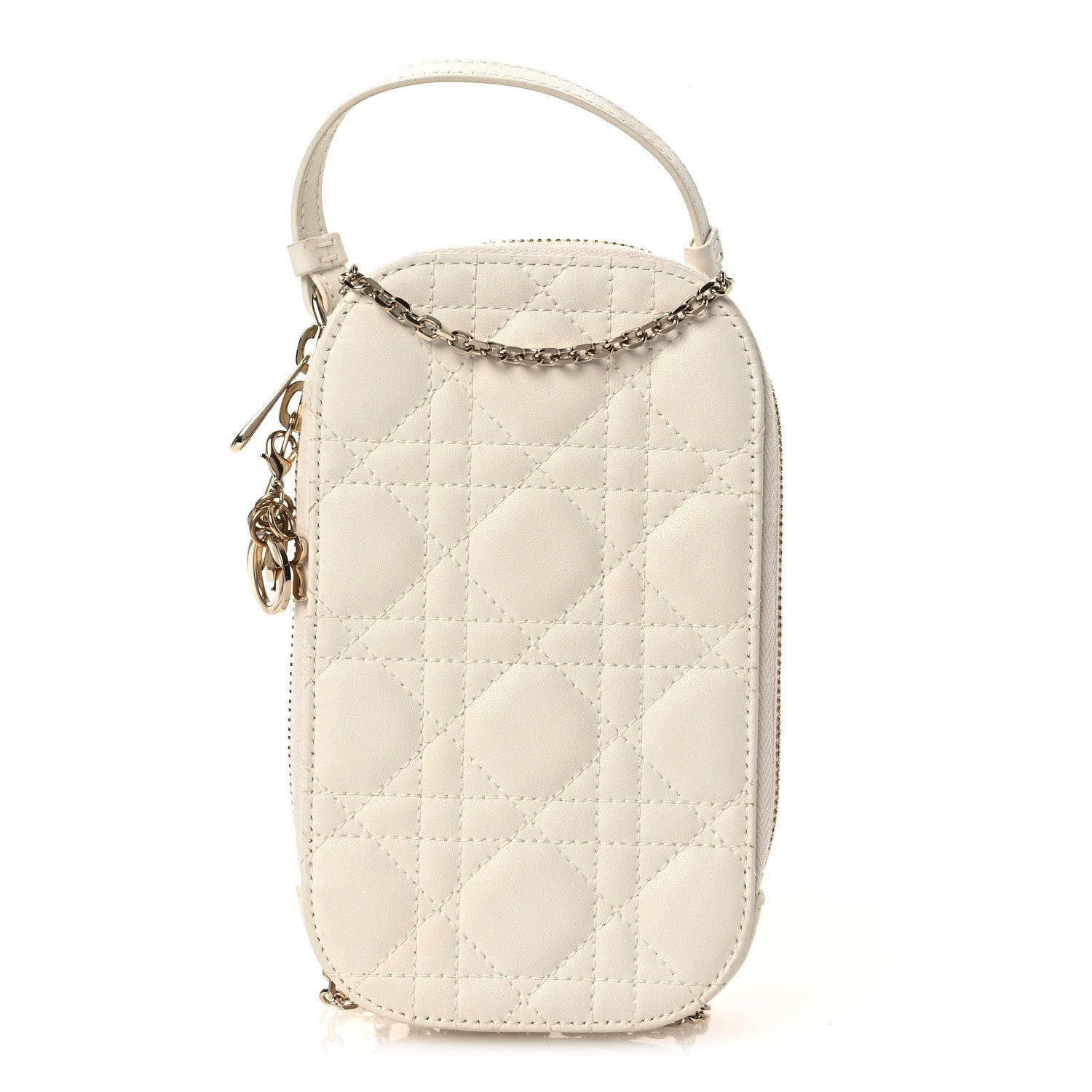 Christian Dior Lambskin Cannage Lady Dior Phone Holder Latte 1 of 14