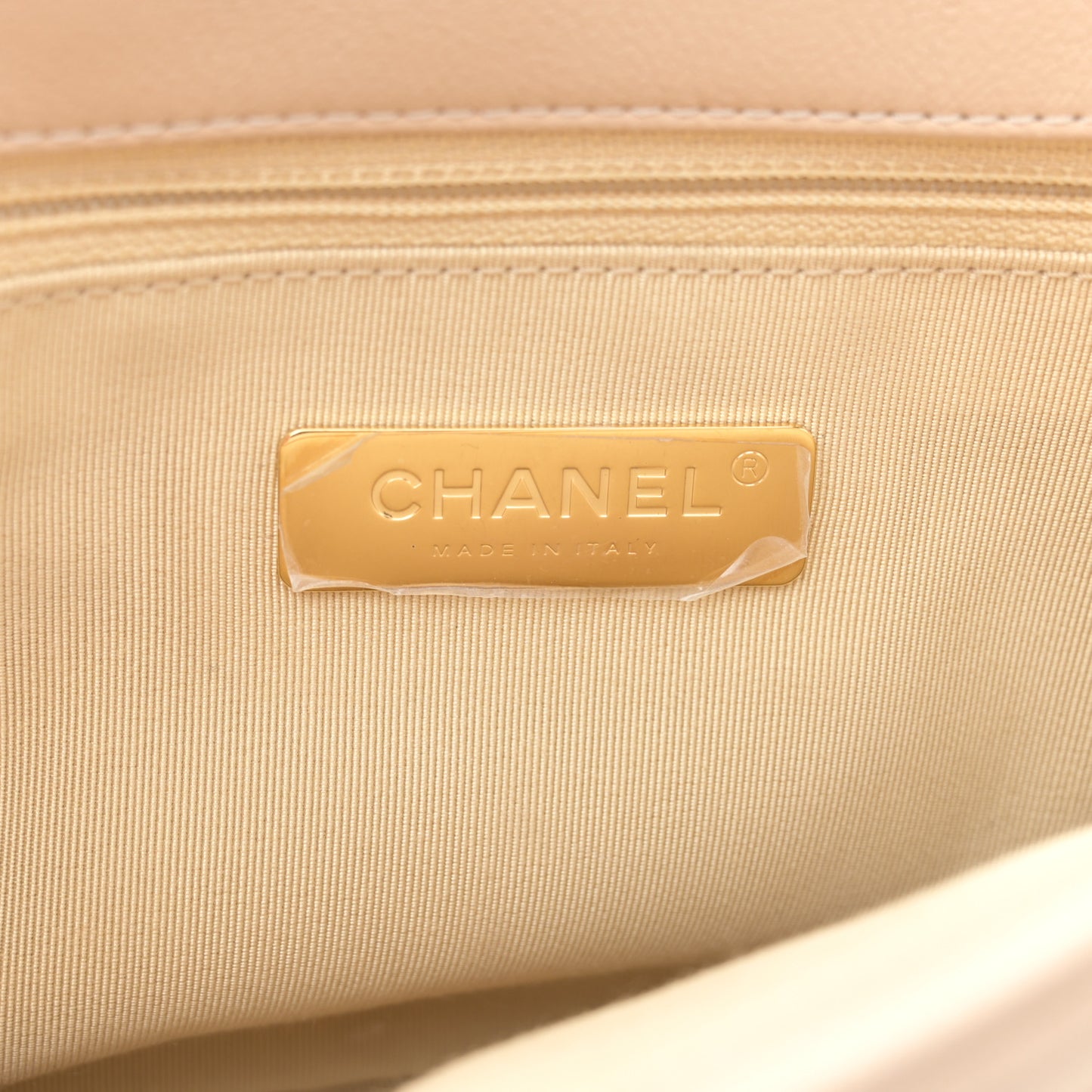 Lambskin Quilted Medium Chanel 19 Flap Beige