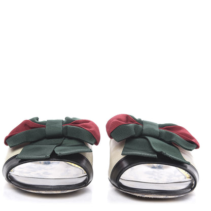 Gucci Malaga Kid Sackville Web Bow Slide Sandals 36 White 2 of 10