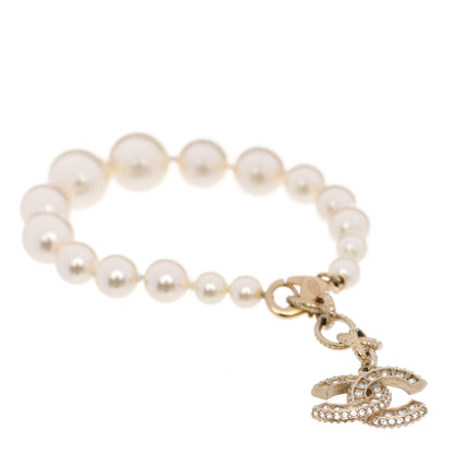 Chanel Graduated Pearl Crystal CC Bracelet Gold 1 of 5