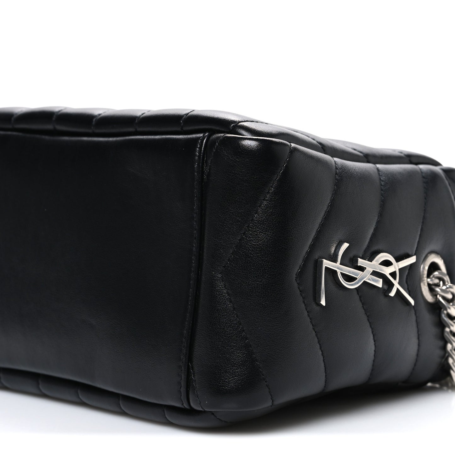 Calfskin Y Quilted Monogram Small Loulou Bowling Bag Black