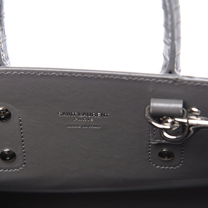 Saint Laurent Calfskin Crocodile Embossed Nano Sac De Jour Fog 6 of 9