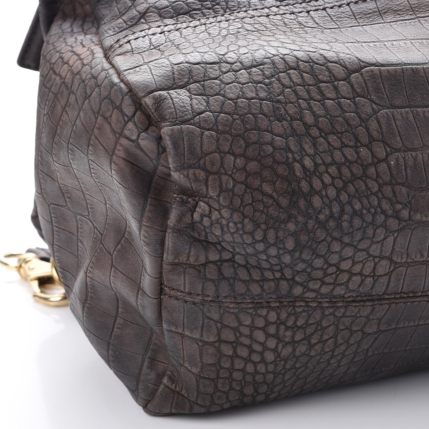 Nubuck Crocodile Embossed Medium Pandora Dark Grey