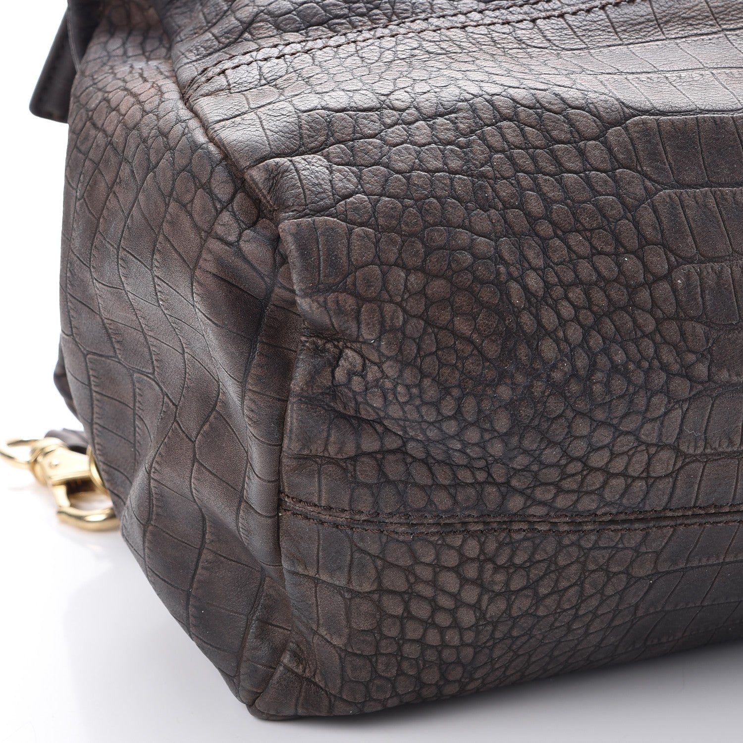 Givenchy Nubuck Crocodile Embossed Medium Pandora Dark Grey 9 of 10