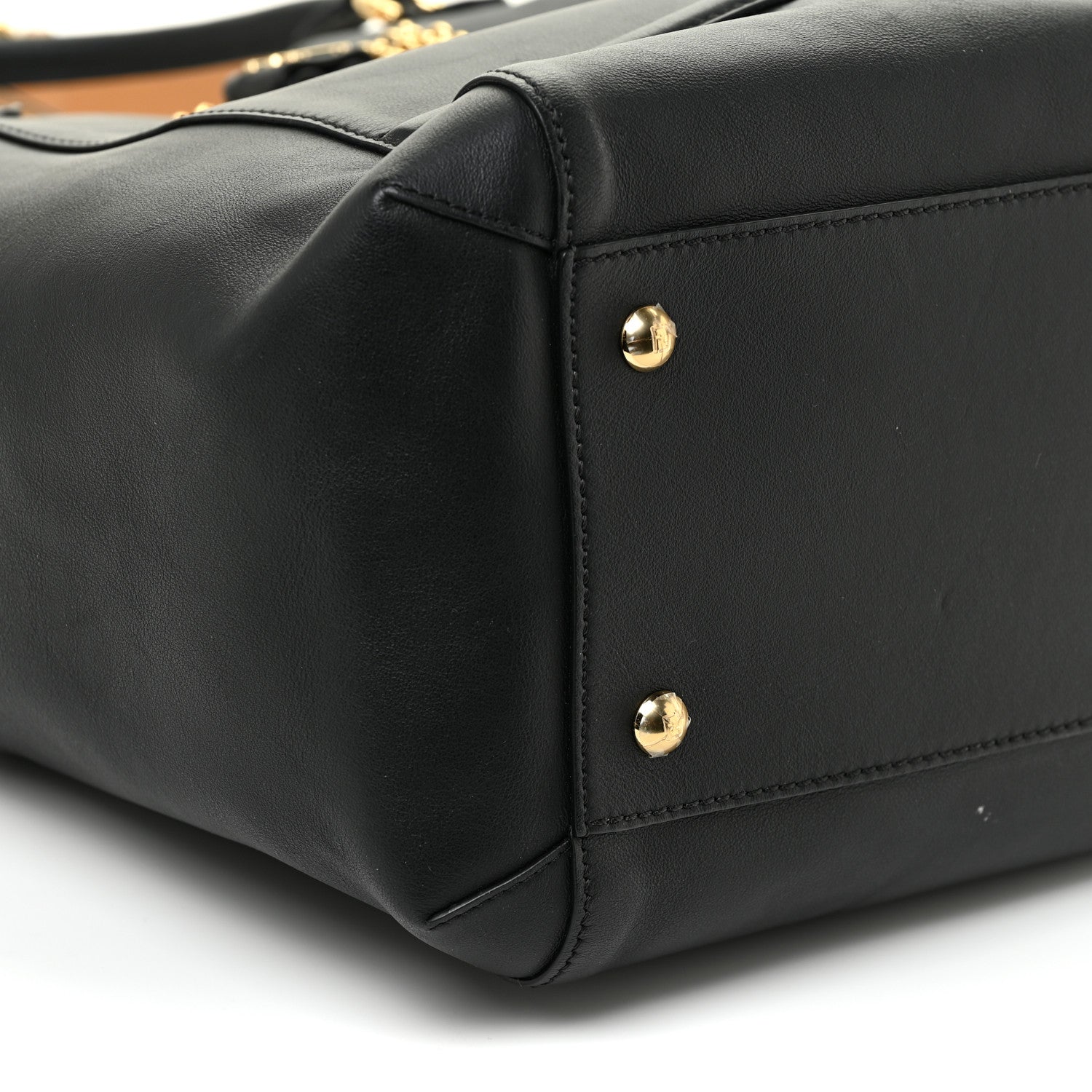 Fendi Vitello Grace King Karligraphy Chain Bucket Bag Black Bisquit 10 of 12