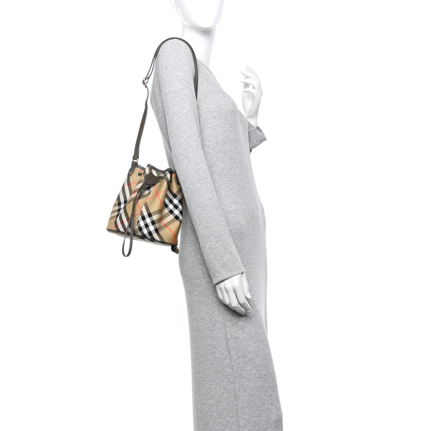 Nova Check Mini Bucket Bag Beige