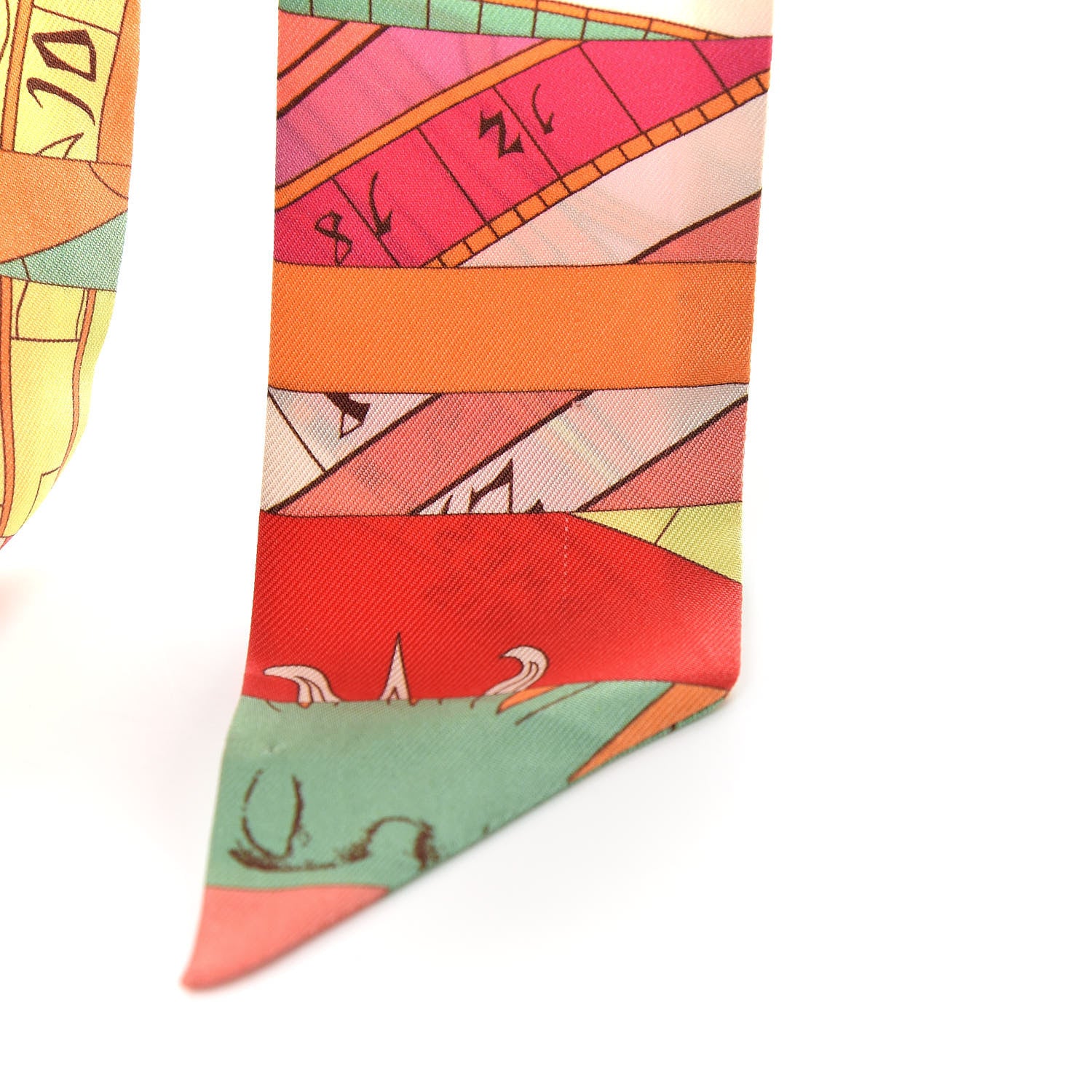 Hermes Silk Astrologie Twilly Rose Corail Vert Fluo 6 of 6