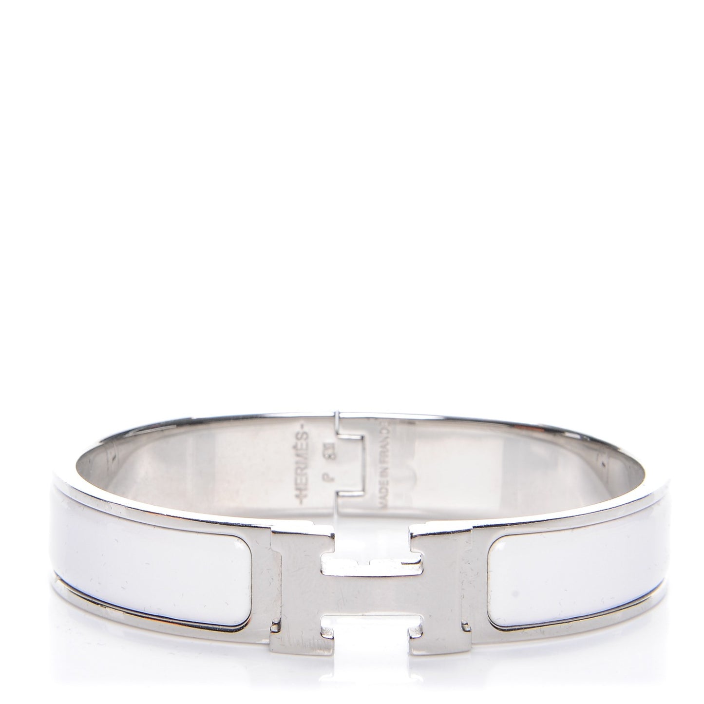 Enamel Narrow Clic Clac H Bracelet PM White