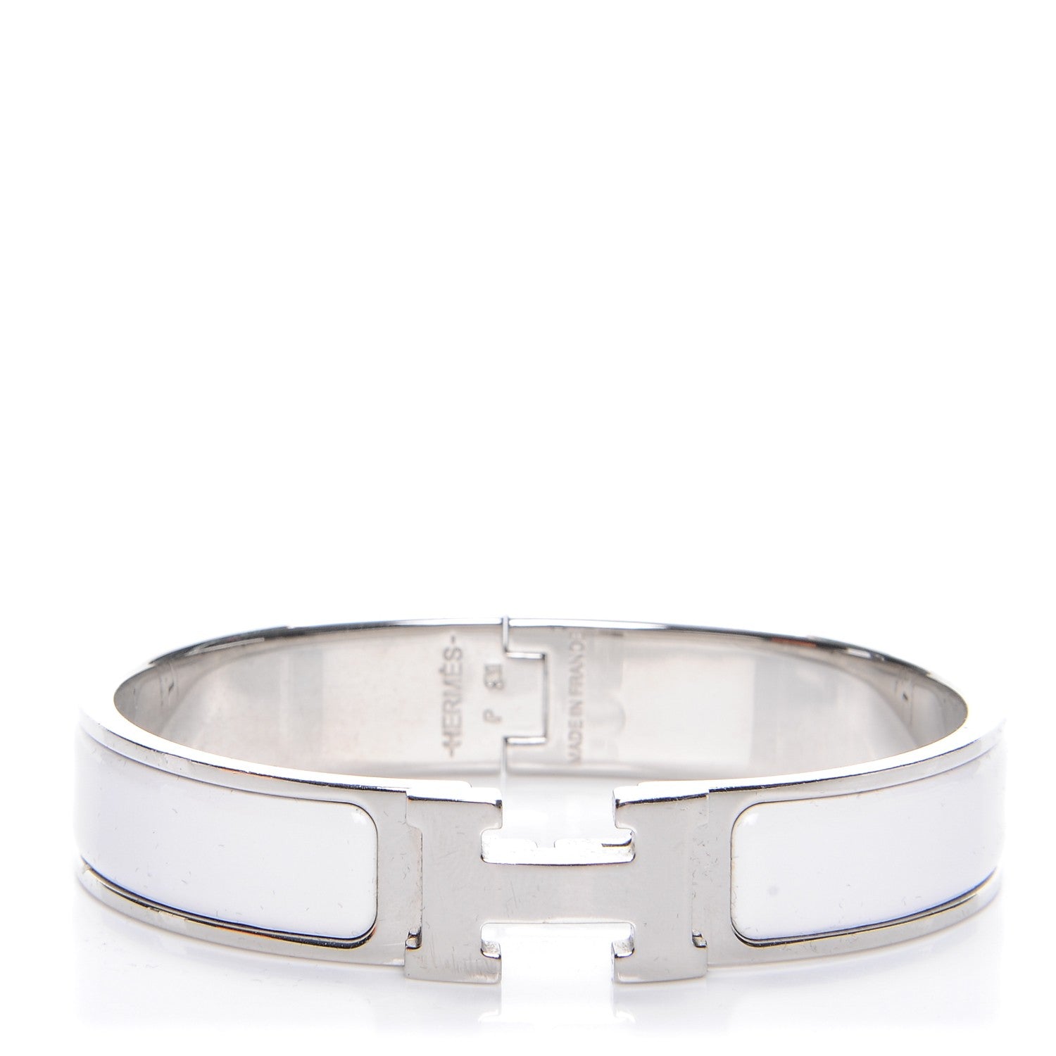 Hermes Enamel Narrow Clic Clac H Bracelet PM White 1 of 6