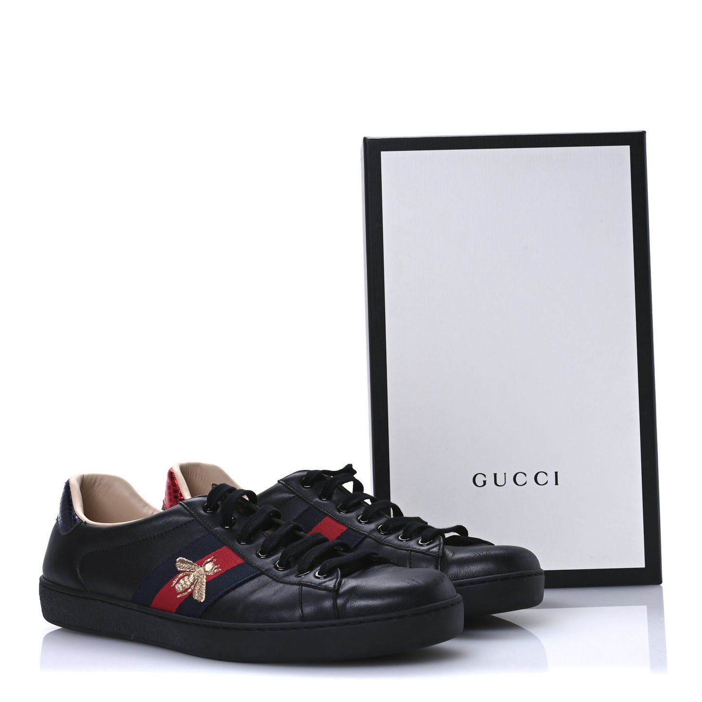 Miro Soft Calfskin Laminated Ayers Web Bee Embroidered Mens Ace Sneakers 9.5 Black Red Flame Night