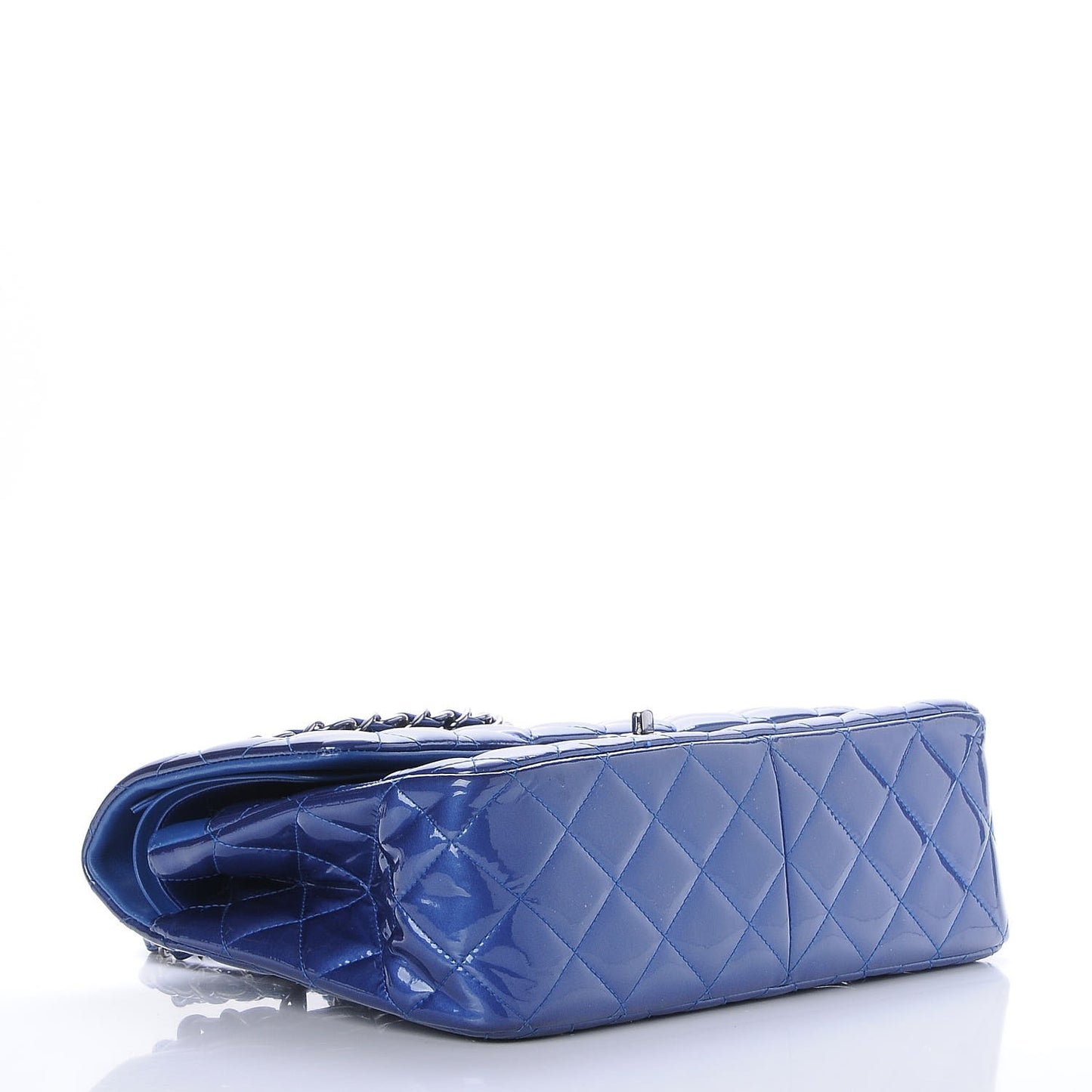 Patent Quilted Jumbo Double Flap Blue