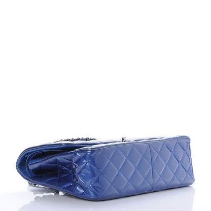Chanel Patent Quilted Jumbo Double Flap Blue 5 of 9