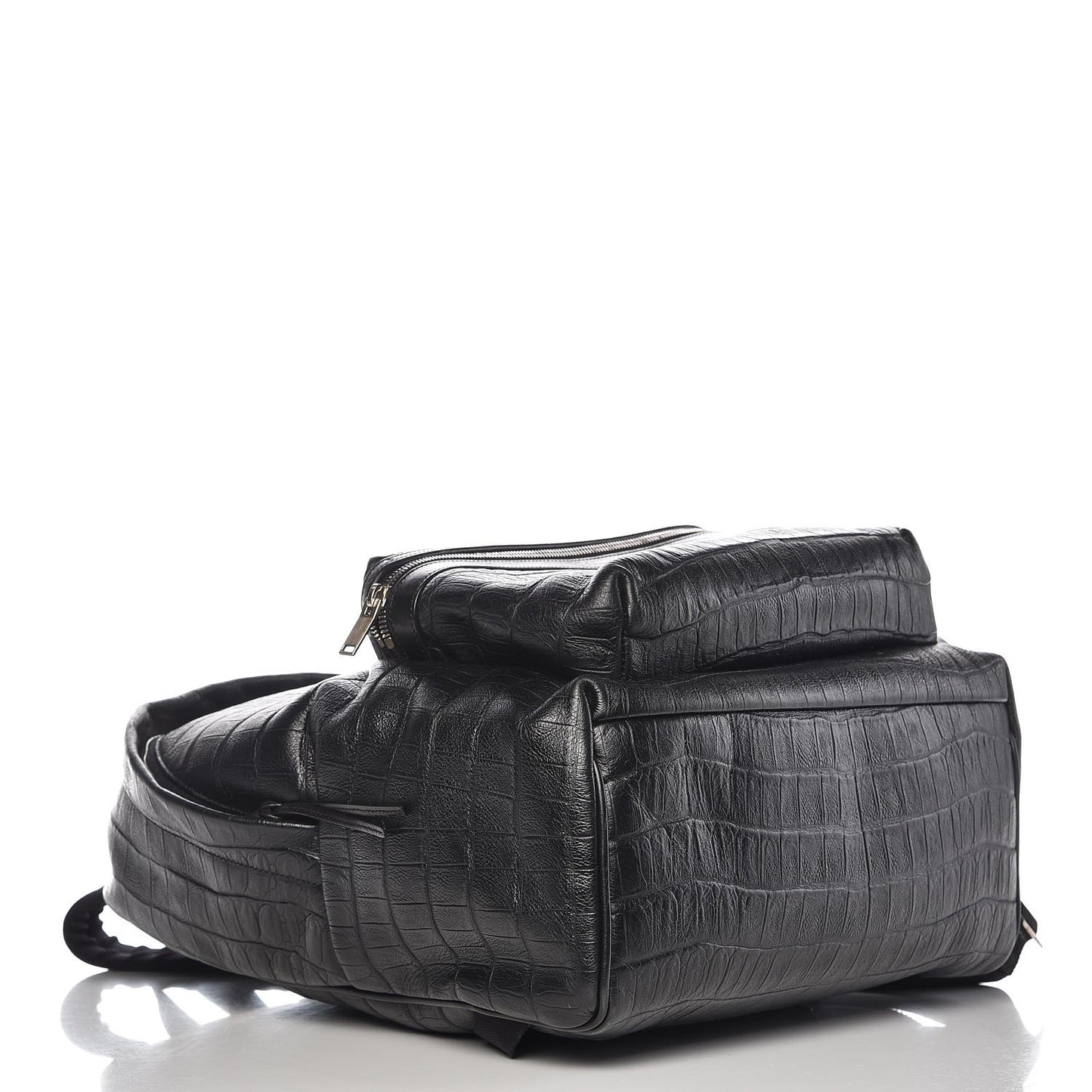 Croc Calfskin Embossed Hunting Backpack Black