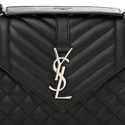 Saint Laurent Grain De Poudre Textured Mixed Matelasse Triquilt Medium Monogram Satchel Black 5 of 10