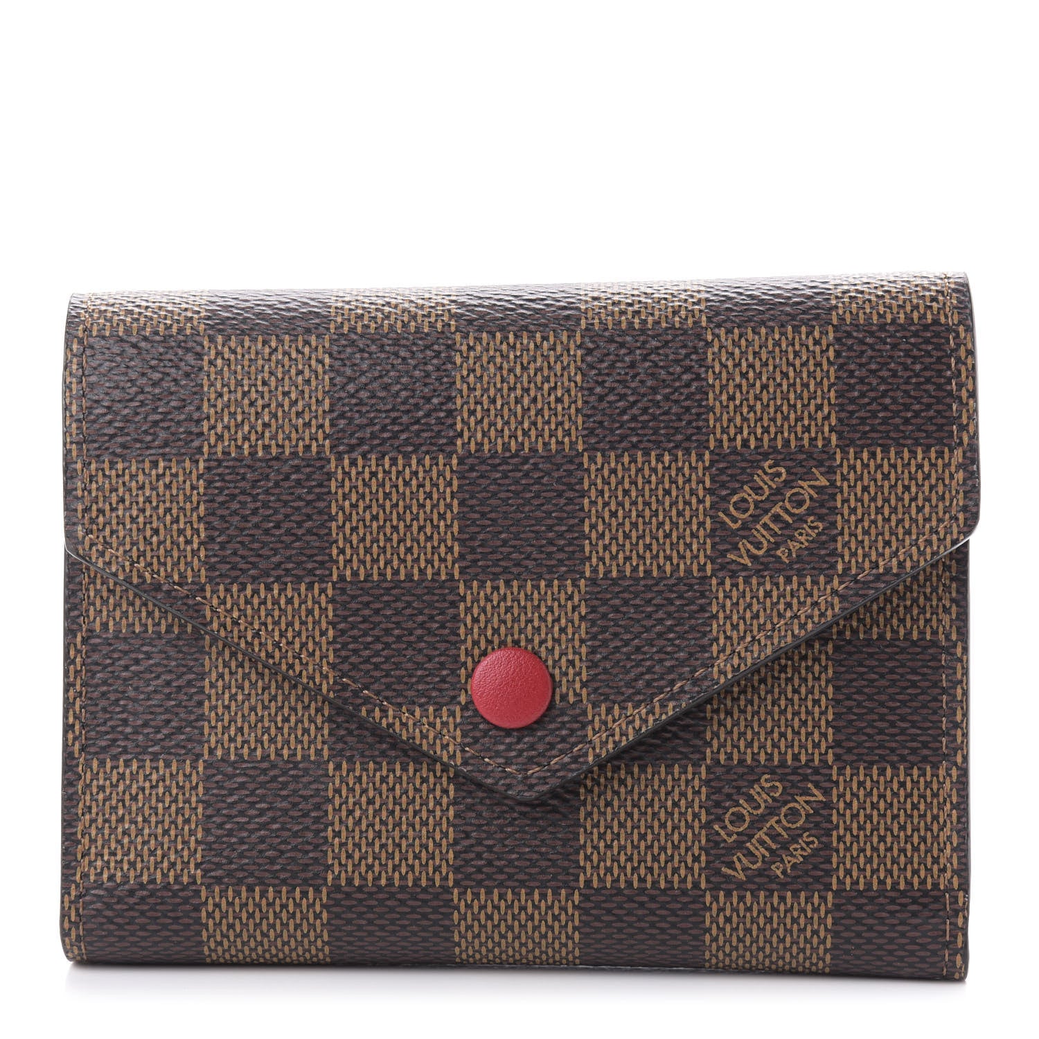 Louis Vuitton Damier Ebene Victorine Wallet Red 1 of 9