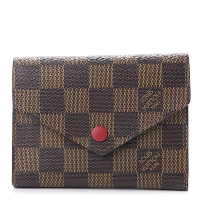 Louis Vuitton Damier Ebene Victorine Wallet Red 1 of 9