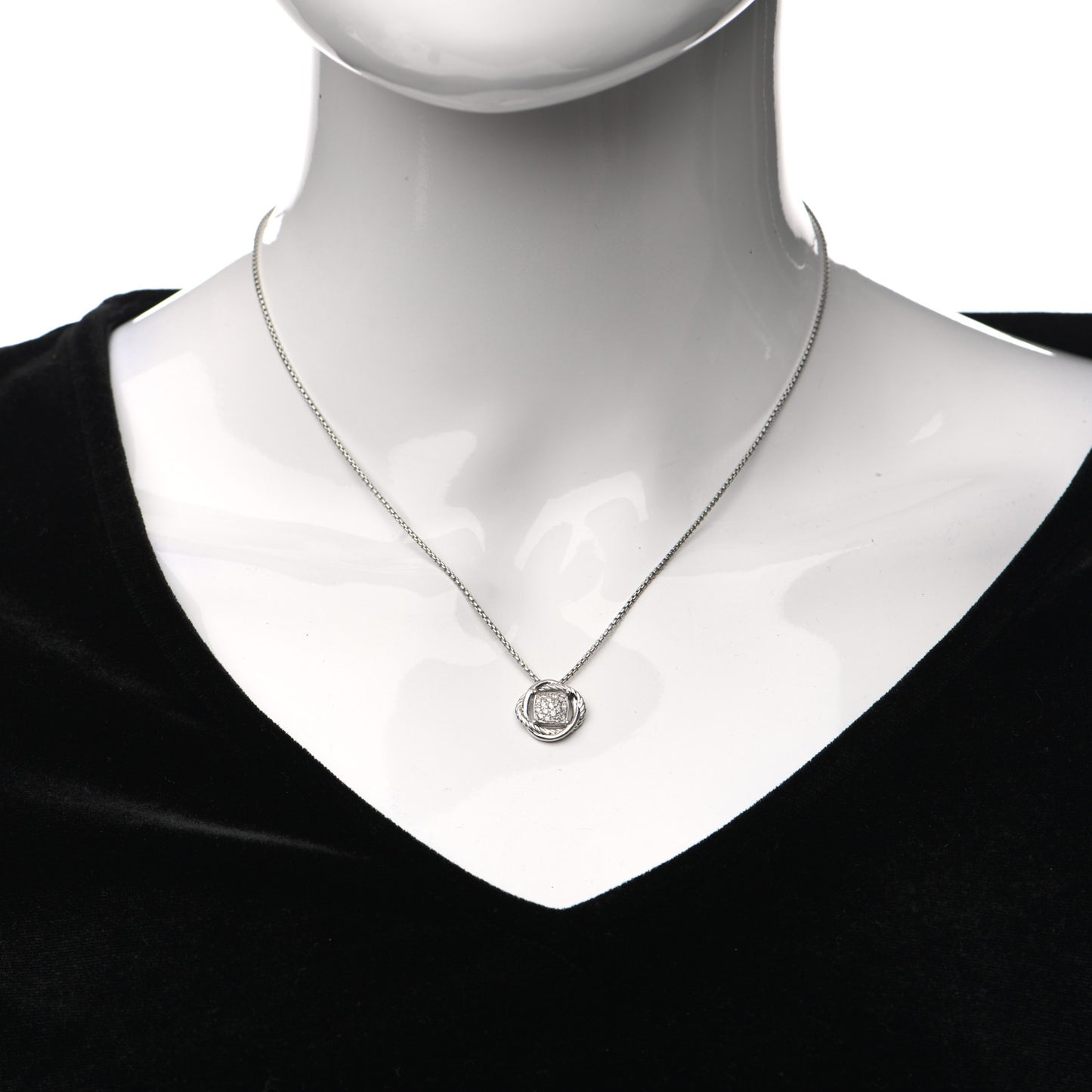 Sterling Silver Diamond 7mm Infinity Pendant Necklace