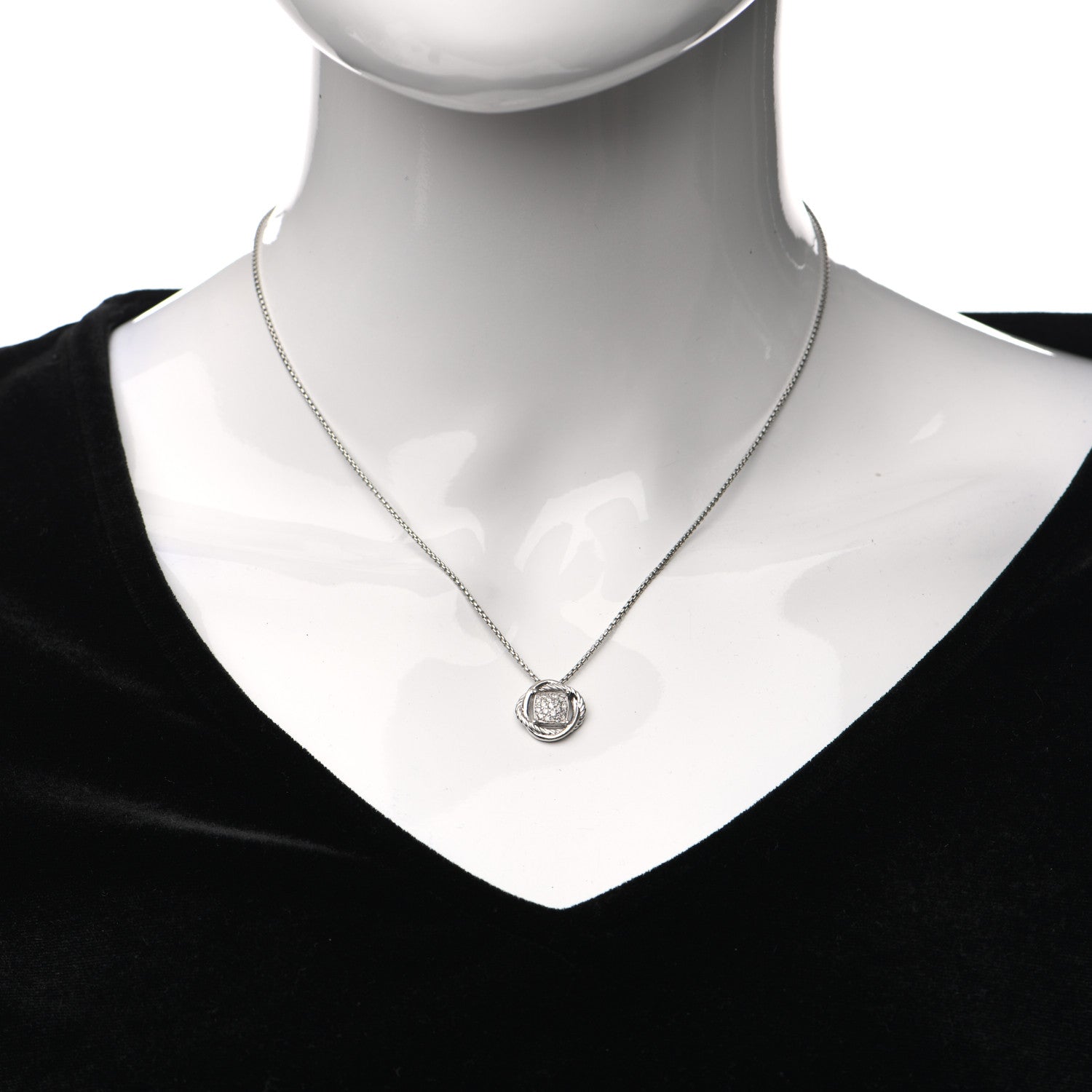 David Yurman Sterling Silver Diamond 7mm Infinity Pendant Necklace 2 of 4