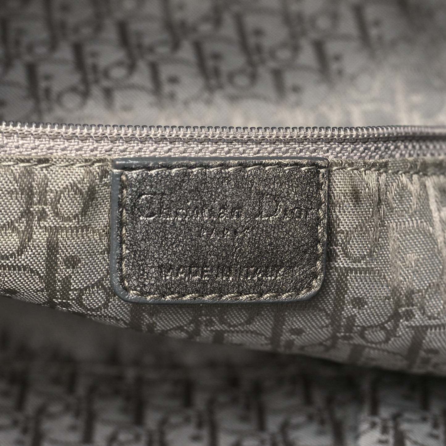 Metallic Lambskin Cannage Drawstring Bag Grey