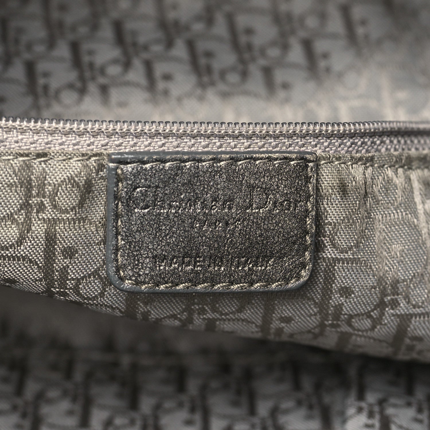 Christian Dior Metallic Lambskin Cannage Drawstring Bag Grey 6 of 10