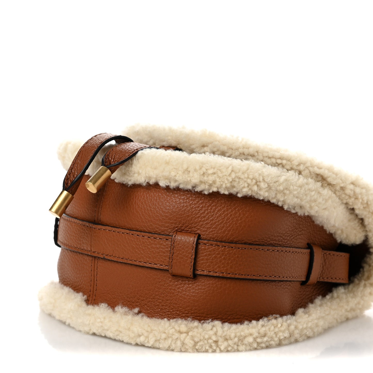 Calfskin Shearling Small Marcie Saddle Bag Bag Tan