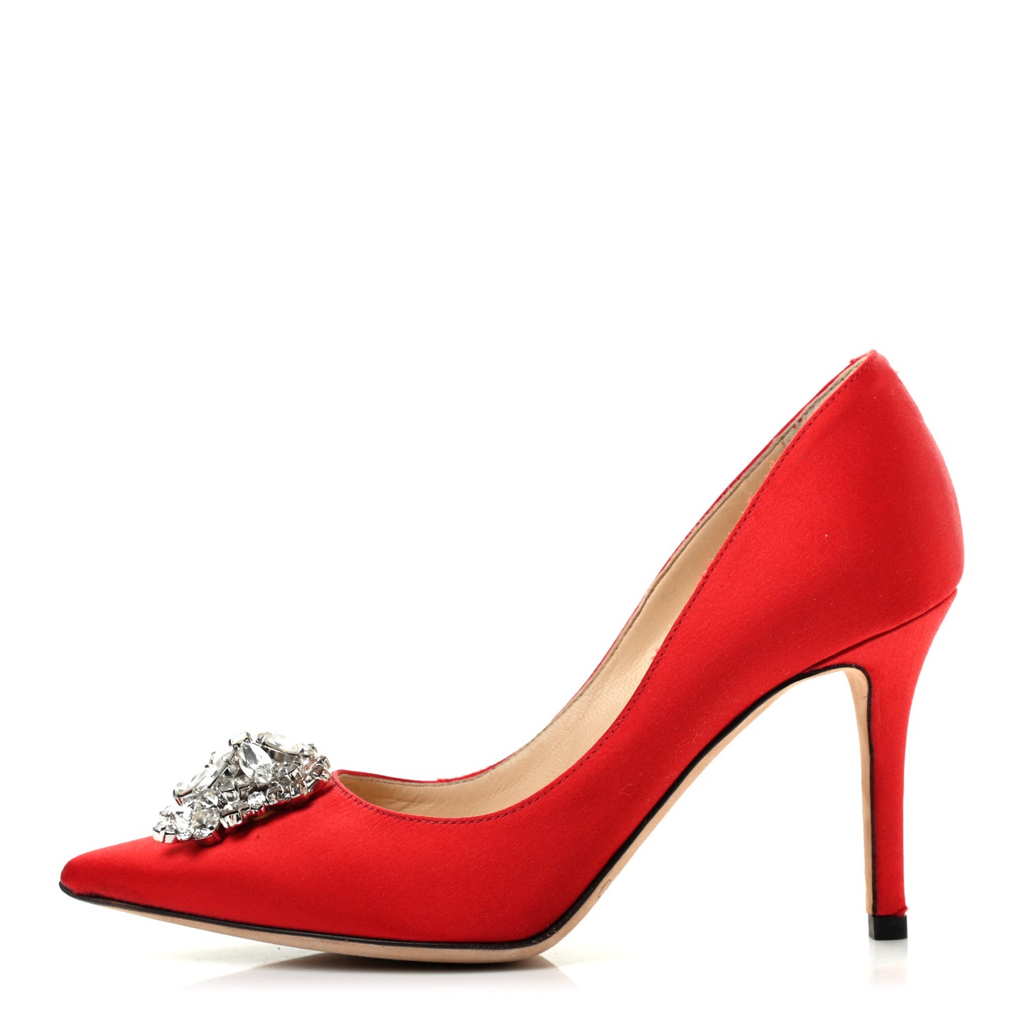 Satin Crystal Mamey Pumps 35 Red