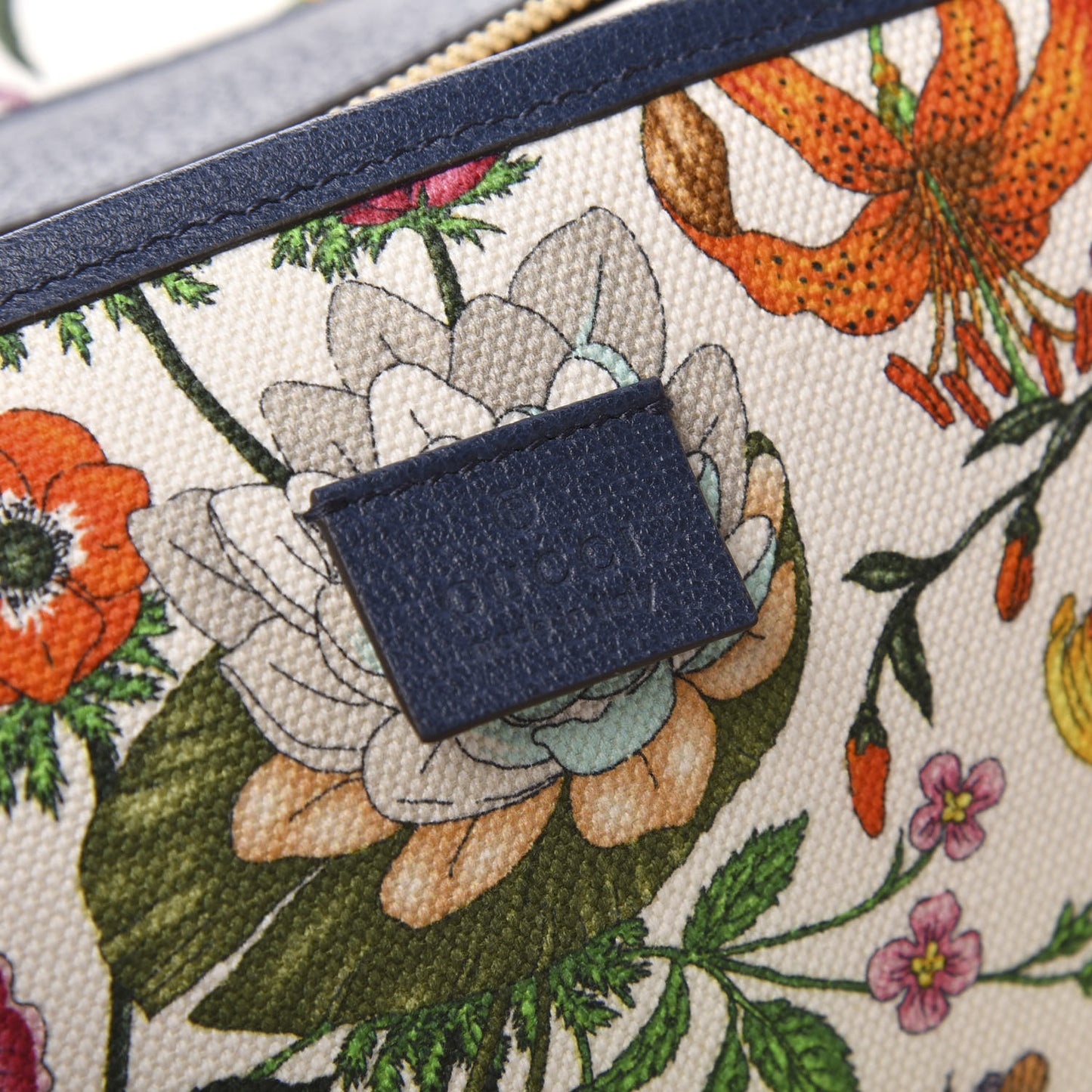 Canvas Large Flora Tote Navy Multicolor