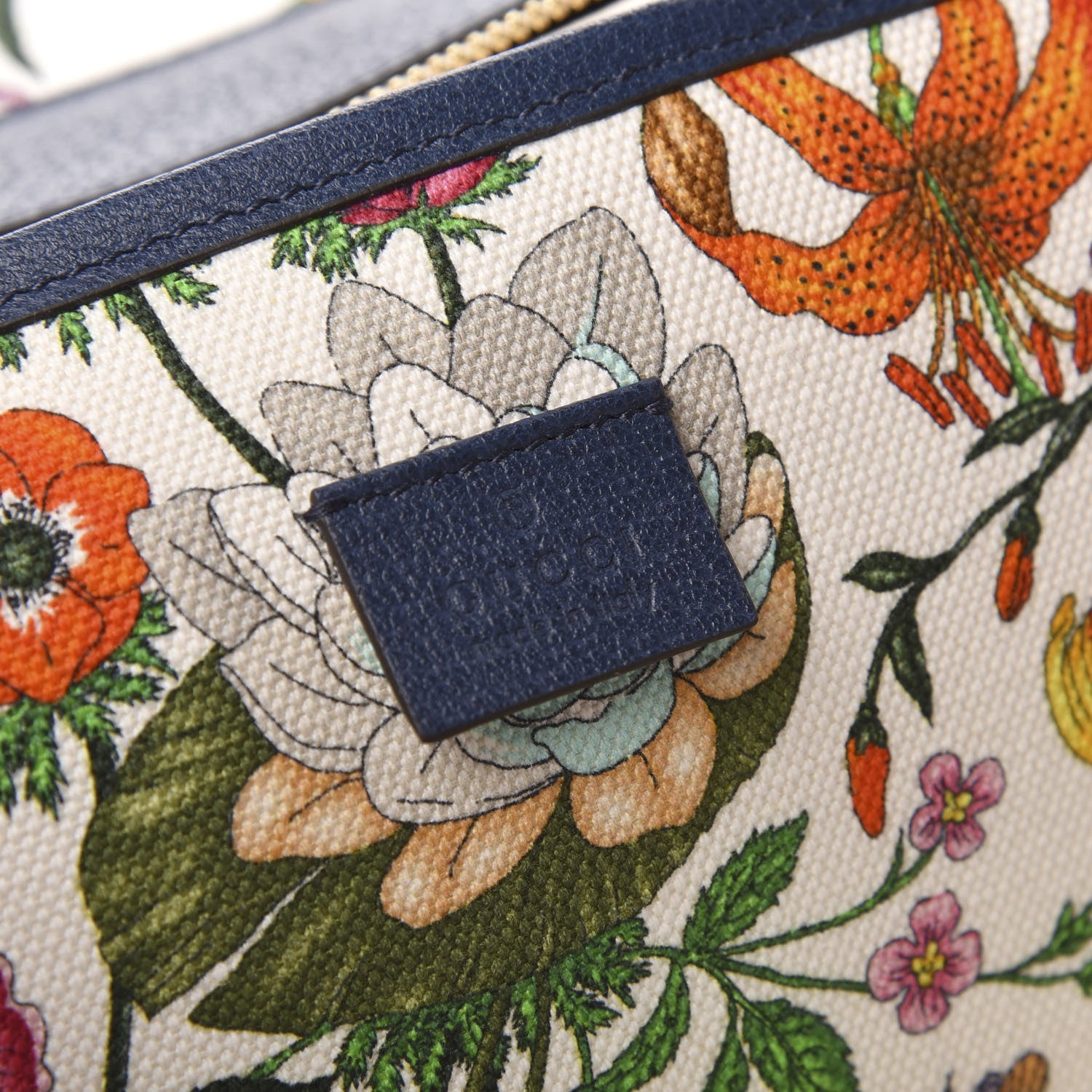 Gucci Canvas Large Flora Tote Navy Multicolor 8 of 9