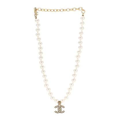 Chanel Pearl Crystal CC Short Necklace Gold 2 of 4