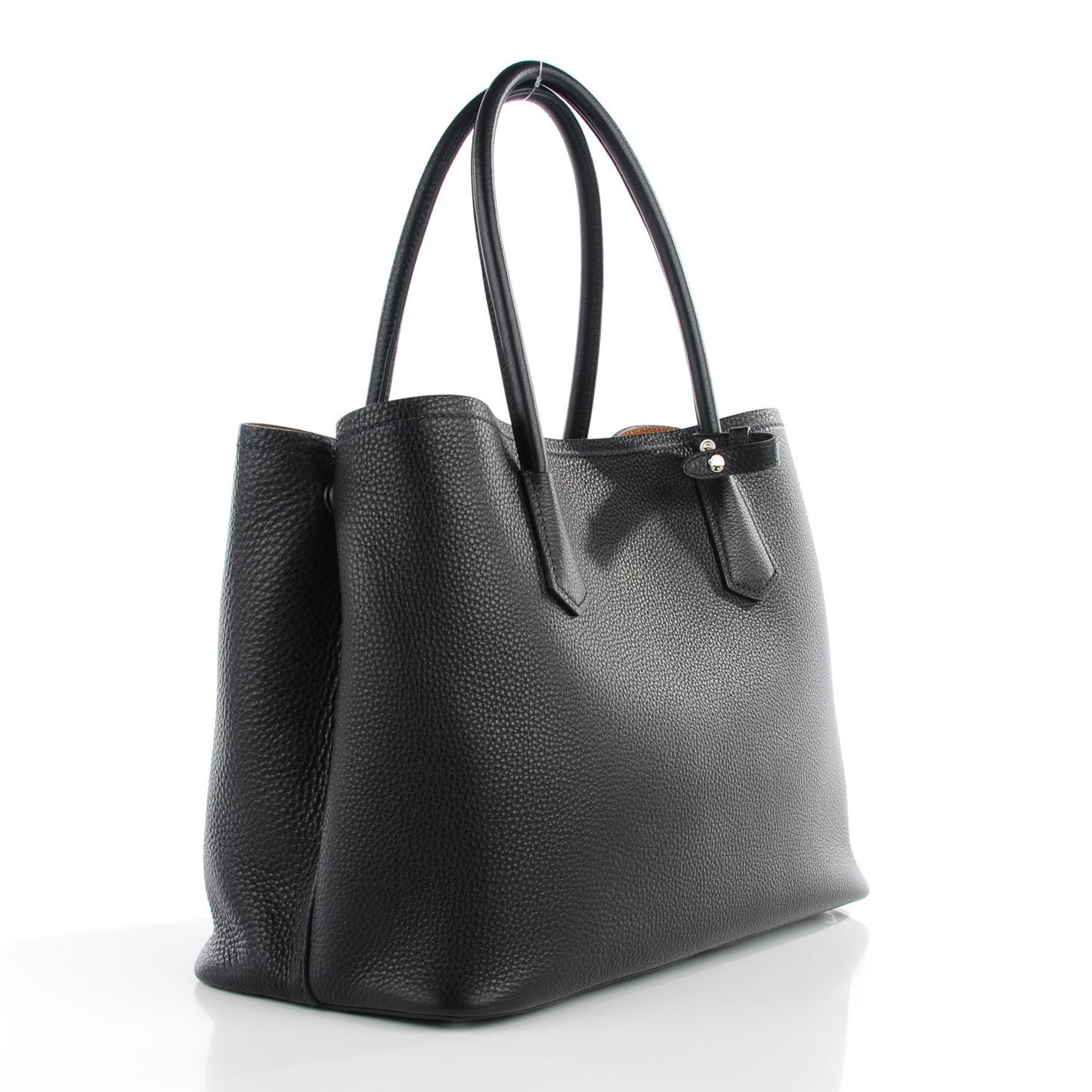 Vitello Daino Medium Double Tote Black Cuoio