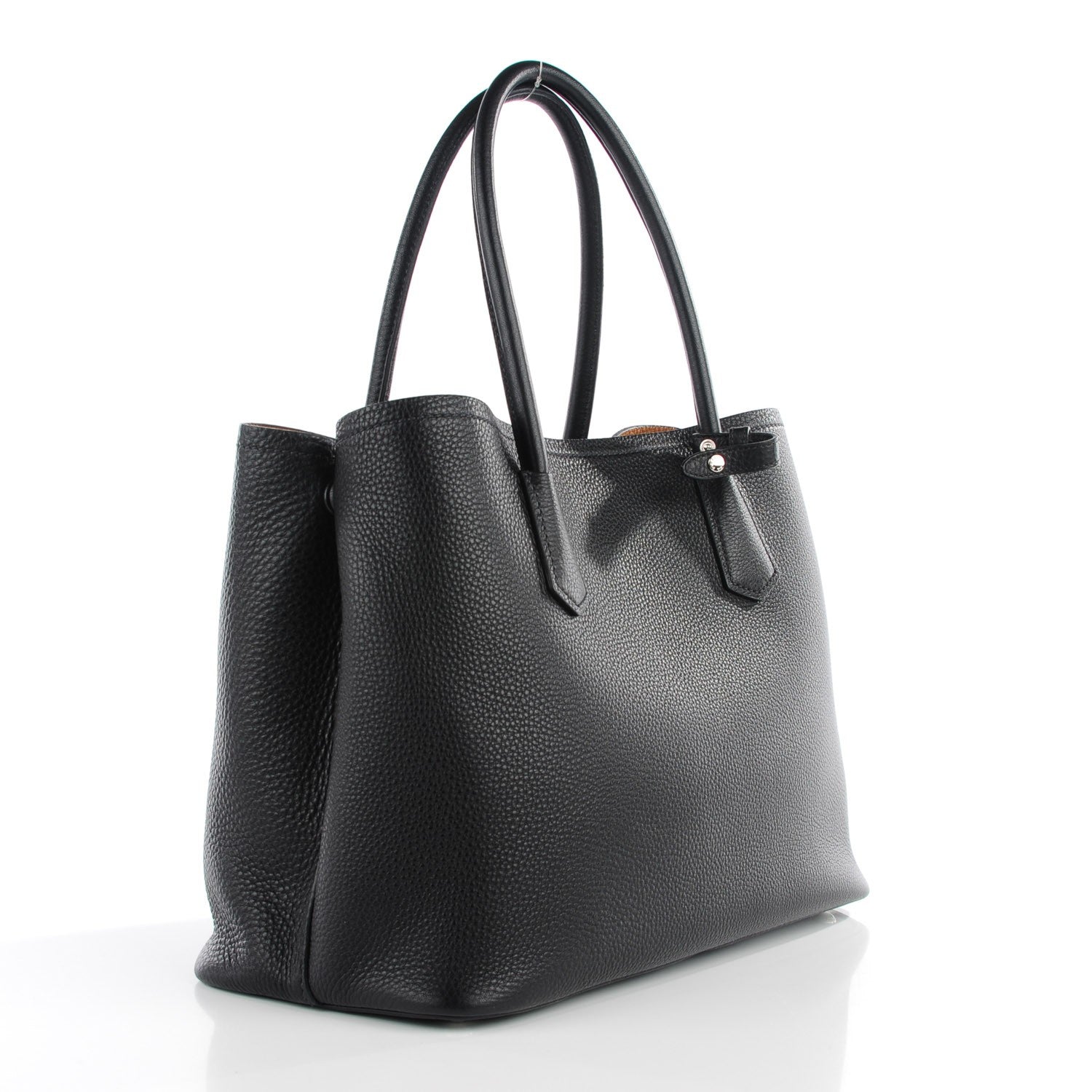 Prada Vitello Daino Medium Double Tote Black Cuoio 3 of 10