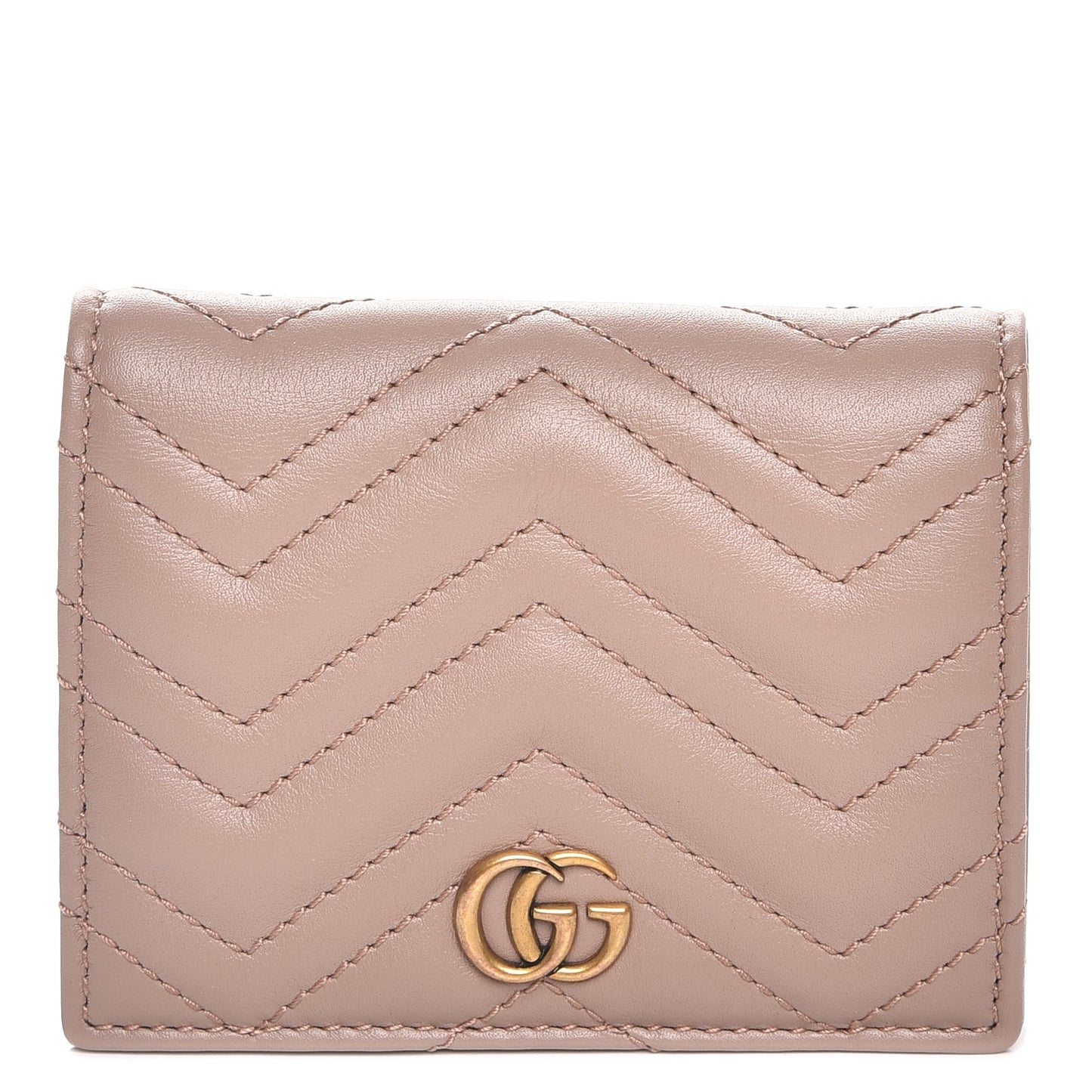 Calfskin Matelasse GG Marmont Card Case Porcelain Rose