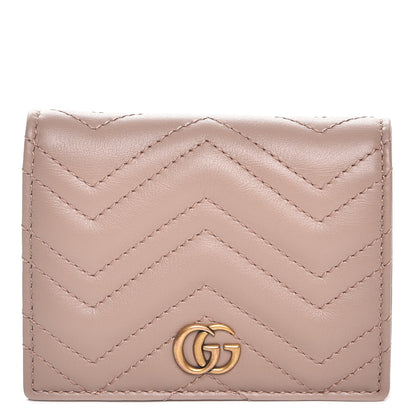 Gucci Calfskin Matelasse GG Marmont Card Case Porcelain Rose 1 of 8