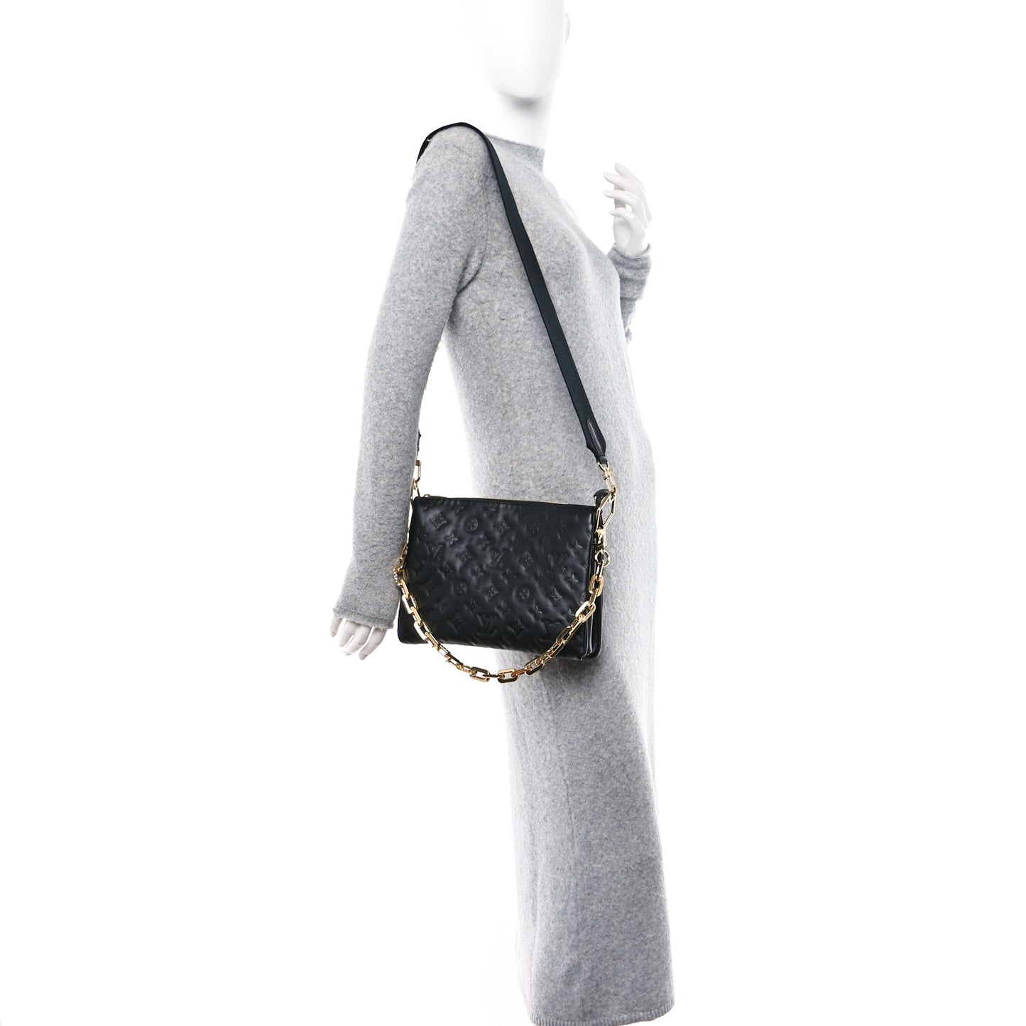 Lambskin Embossed Monogram Coussin PM Black