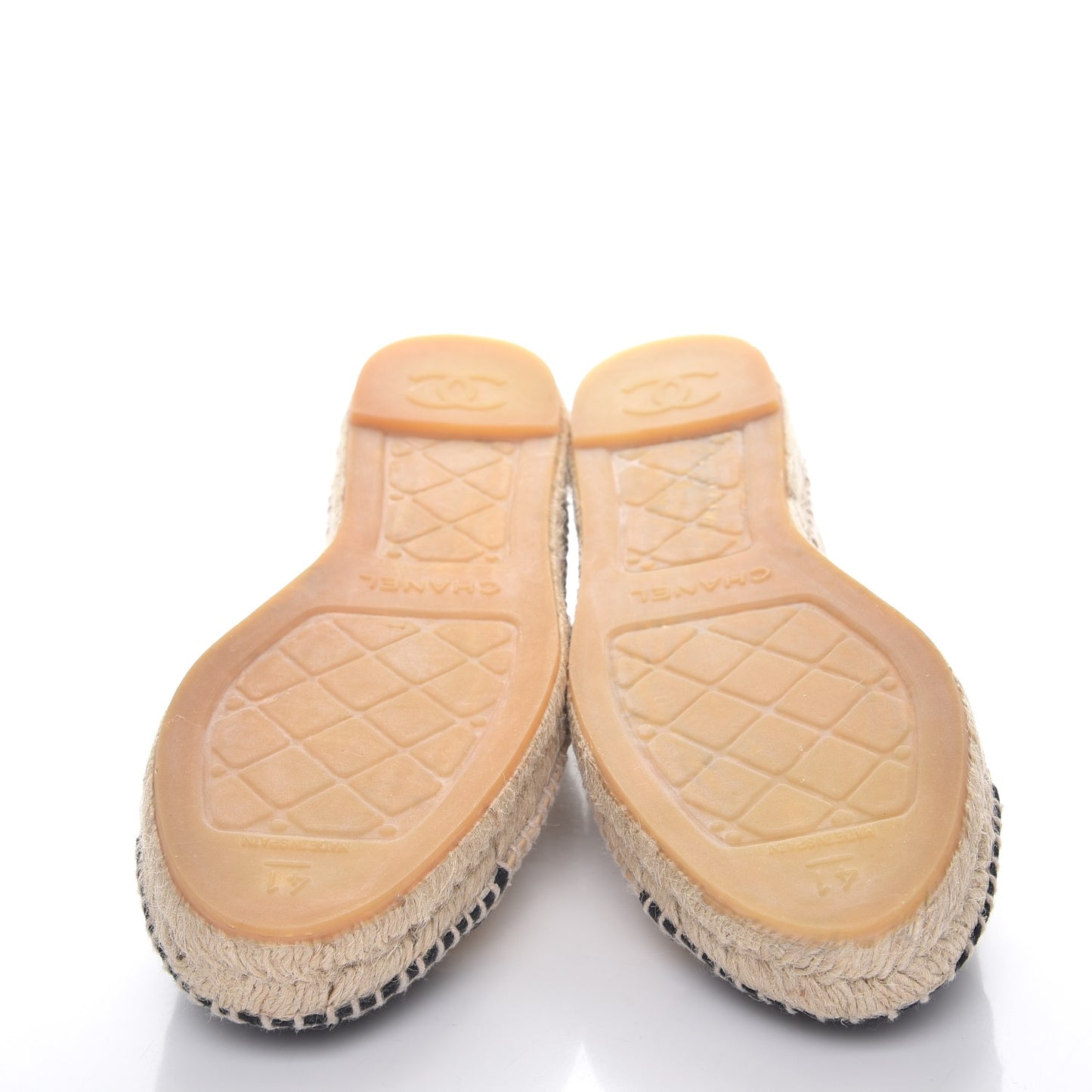 Lambskin Canvas Cap Toe CC Espadrilles 41 Beige Black