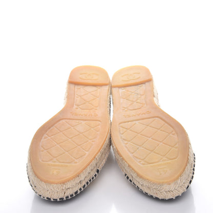 Chanel Lambskin Canvas Cap Toe CC Espadrilles 41 Beige Black 5 of 10