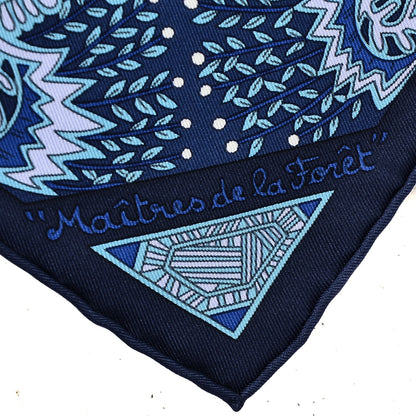 Hermes Silk Maitres de la Foret Scarf 90 Marine Lavande Turquoise 4 of 8