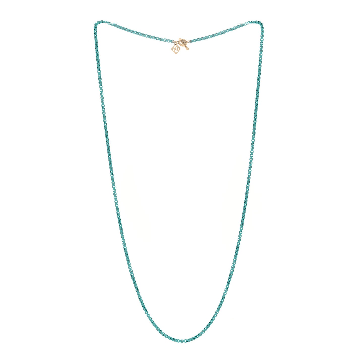 Stainless Steel 14K Yellow Gold Acrylic Bel Aire Chain Necklace 27" Turquoise