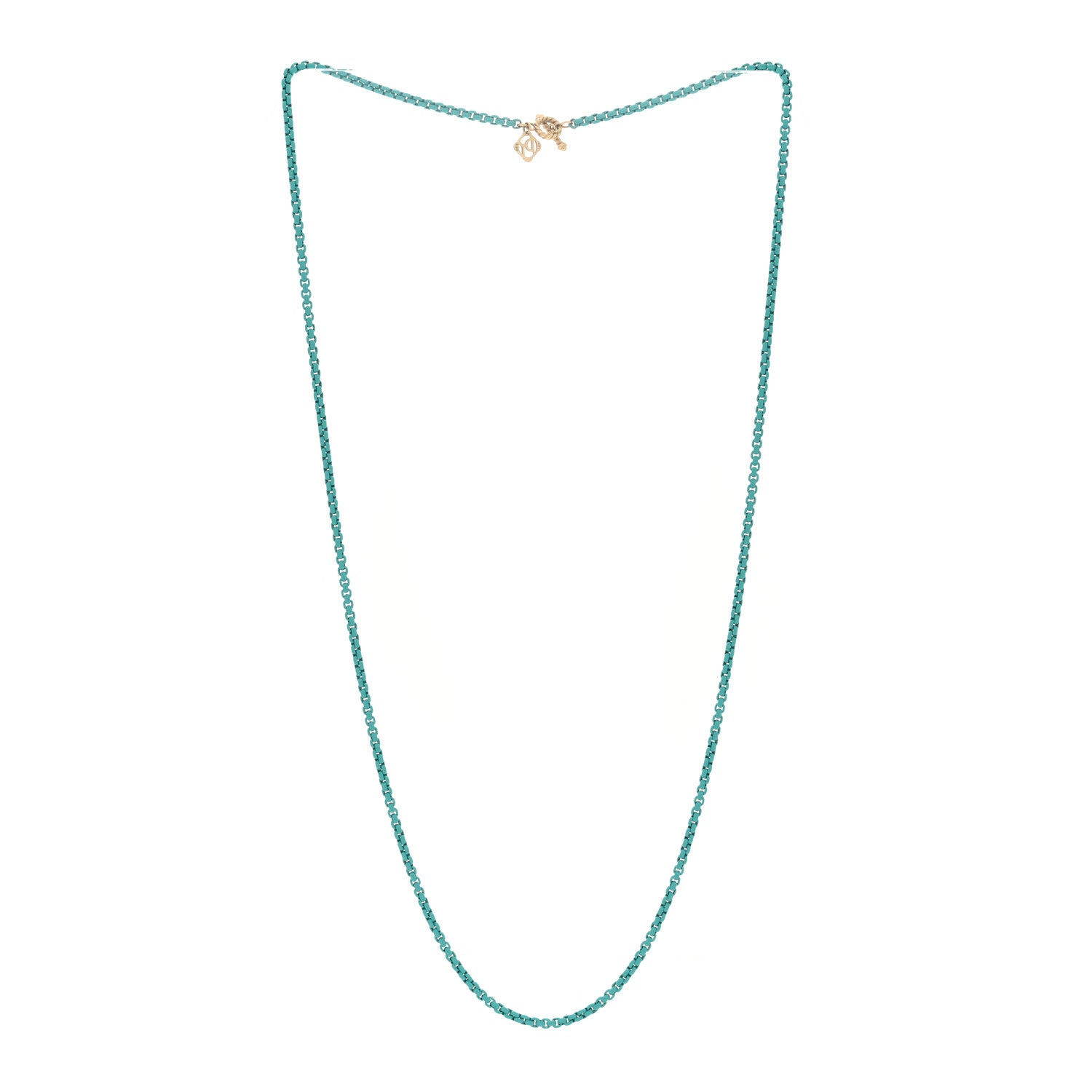 David Yurman Stainless Steel 14K Yellow Gold Acrylic Bel Aire Chain Necklace 27" Turquoise 3 of 4