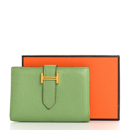 Hermes Chevre Mysore Bearn Card Holder Wallet Vert Criquet 13 of 13