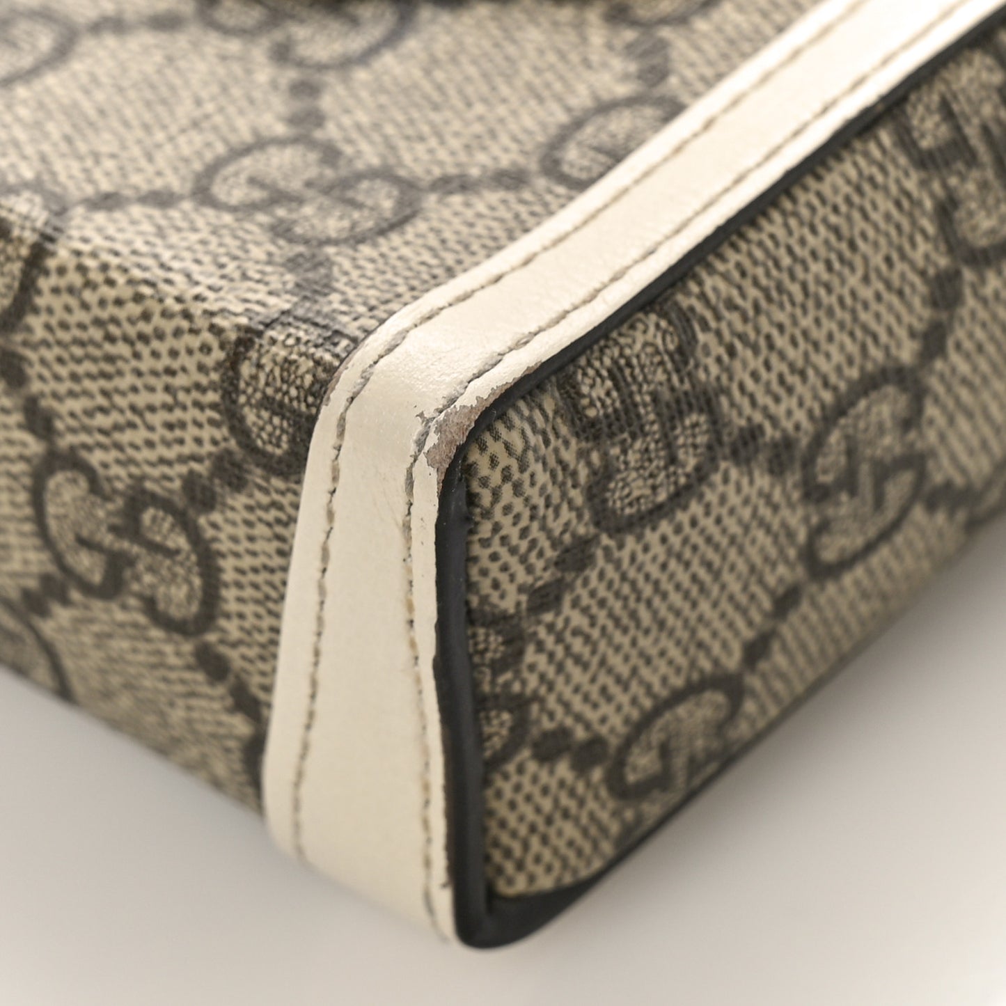 GG Supreme Monogram Azalea Calfskin Mini Horsebit 1955 Crossbody Bag Beige Ebony Mystic White