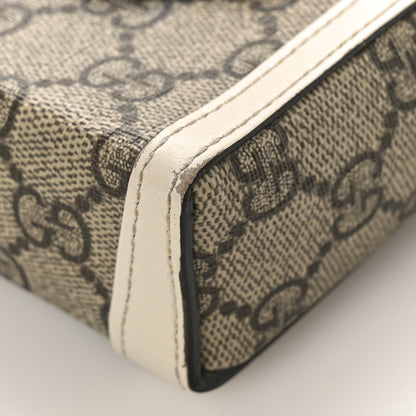 Gucci GG Supreme Monogram Azalea Calfskin Mini Horsebit 1955 Crossbody Bag Beige Ebony Mystic White 9 of 13